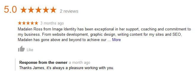 A Google Testimonial from client